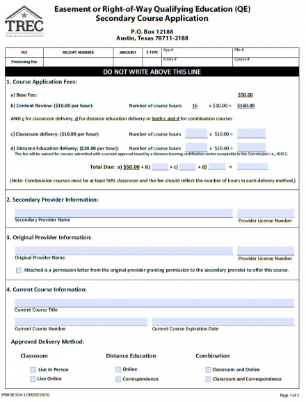 ERW QE Secondary Course Application